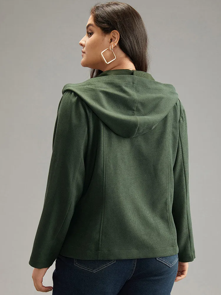 Solid Metal Detail Hooded Zipper Jacket sold by Bloomchic product image thumbnail 2
