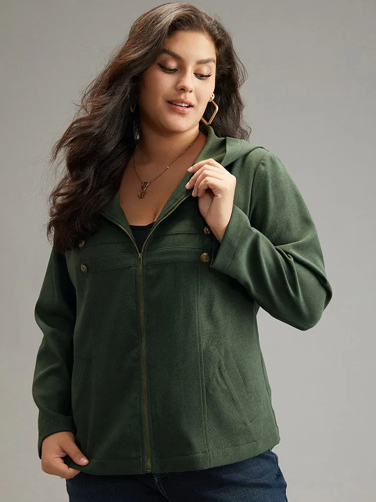 Solid Metal Detail Hooded Zipper Jacket sold by Bloomchic product image thumbnail 5