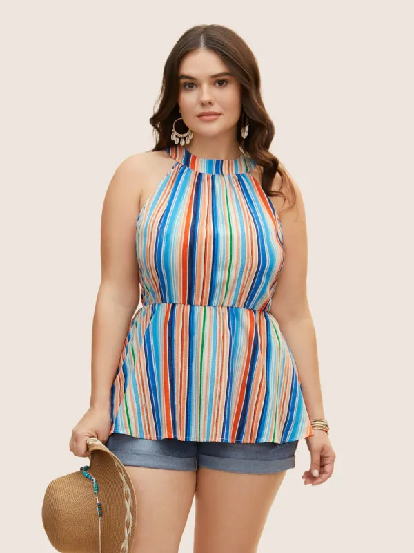 Colored Striped Elastic Waist Tank Top sold by Bloomchic