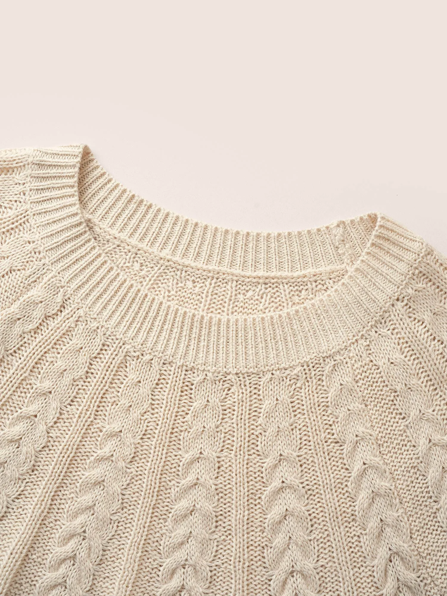 Colorblock Contrast Cable Knit Raglan Sleeve Pullover sold by Bloomchic product image thumbnail 5