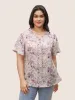 Floral Tie Neck Ruffles Lace Patchwork Blouse sold by Bloomchic