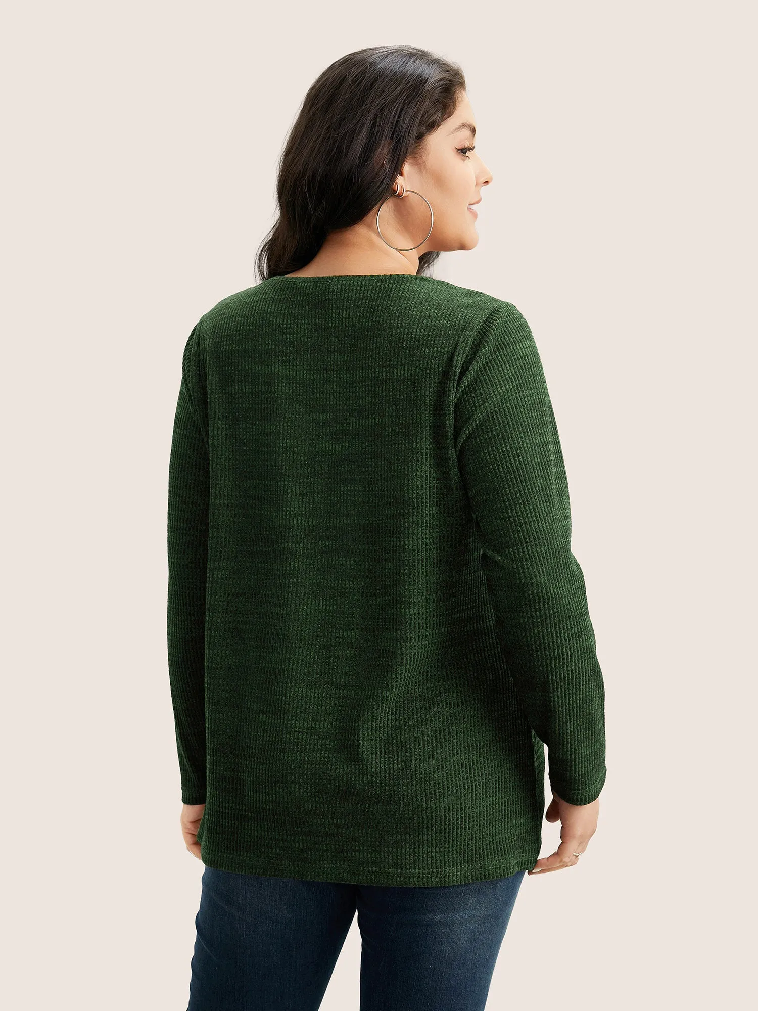 Solid Rib Knit Button Detail T-shirt sold by Bloomchic product image thumbnail 5