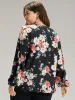 Floral Tie Neck Lantern Sleeve T-shirt sold by Bloomchic