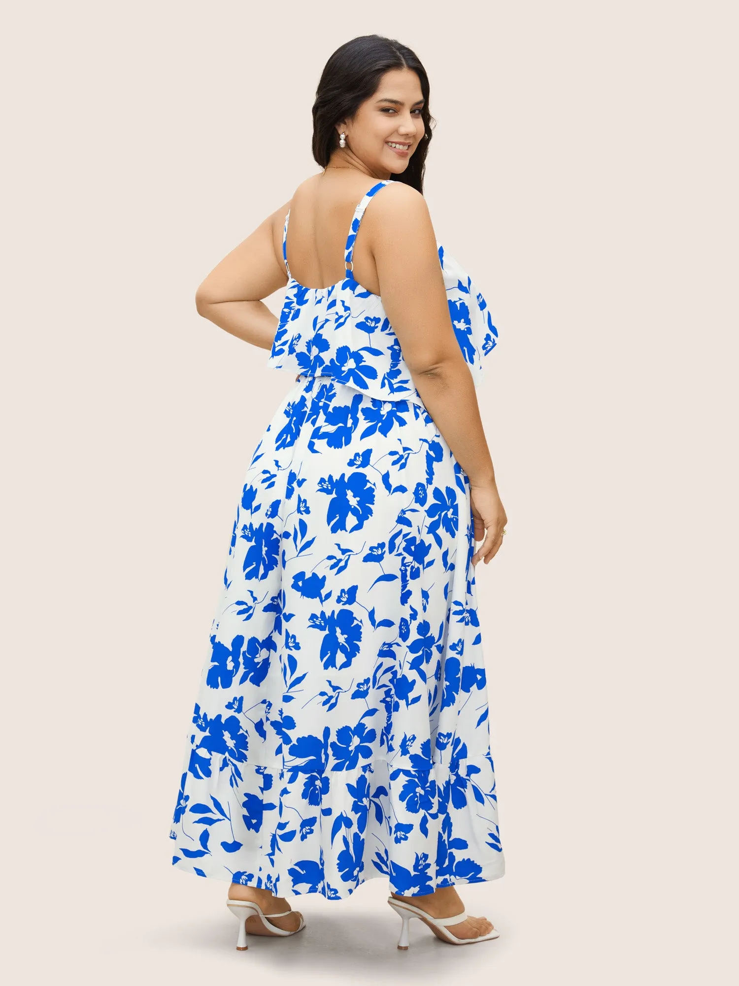 Silhouette Floral Print Ruffles Cami Dress sold by Bloomchic product image thumbnail 4