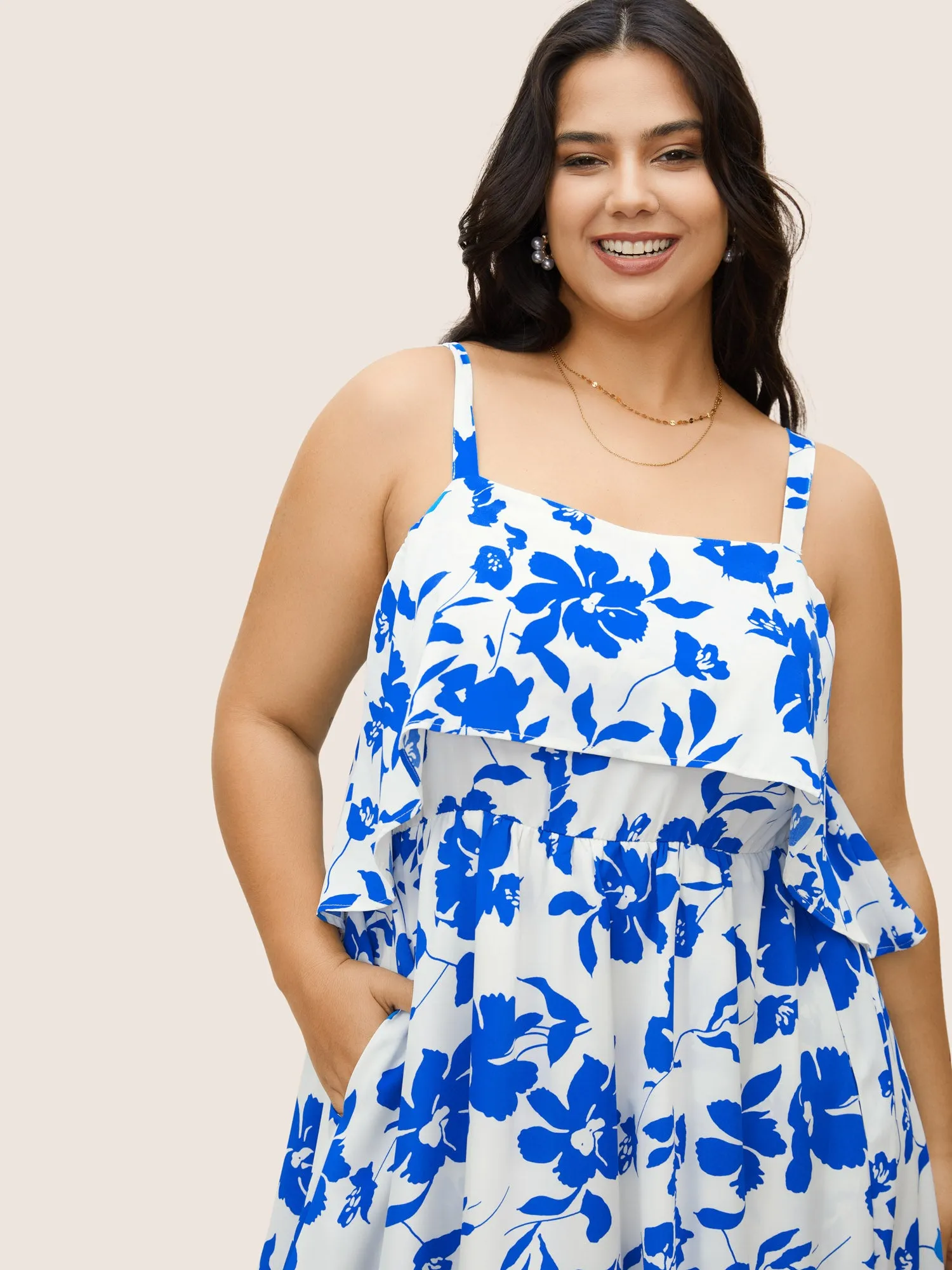 Silhouette Floral Print Ruffles Cami Dress sold by Bloomchic product image thumbnail 3