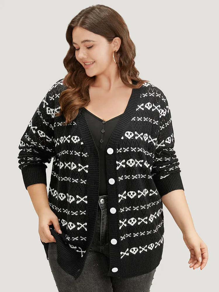 Halloween Graphic Striped Button Up Cardigan sold by Bloomchic product image thumbnail 3