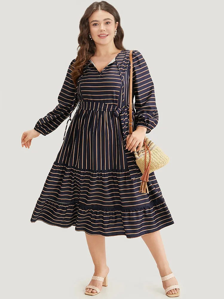 Striped Tie Neck Pocket Ties Dress sold by Bloomchic product image thumbnail 4
