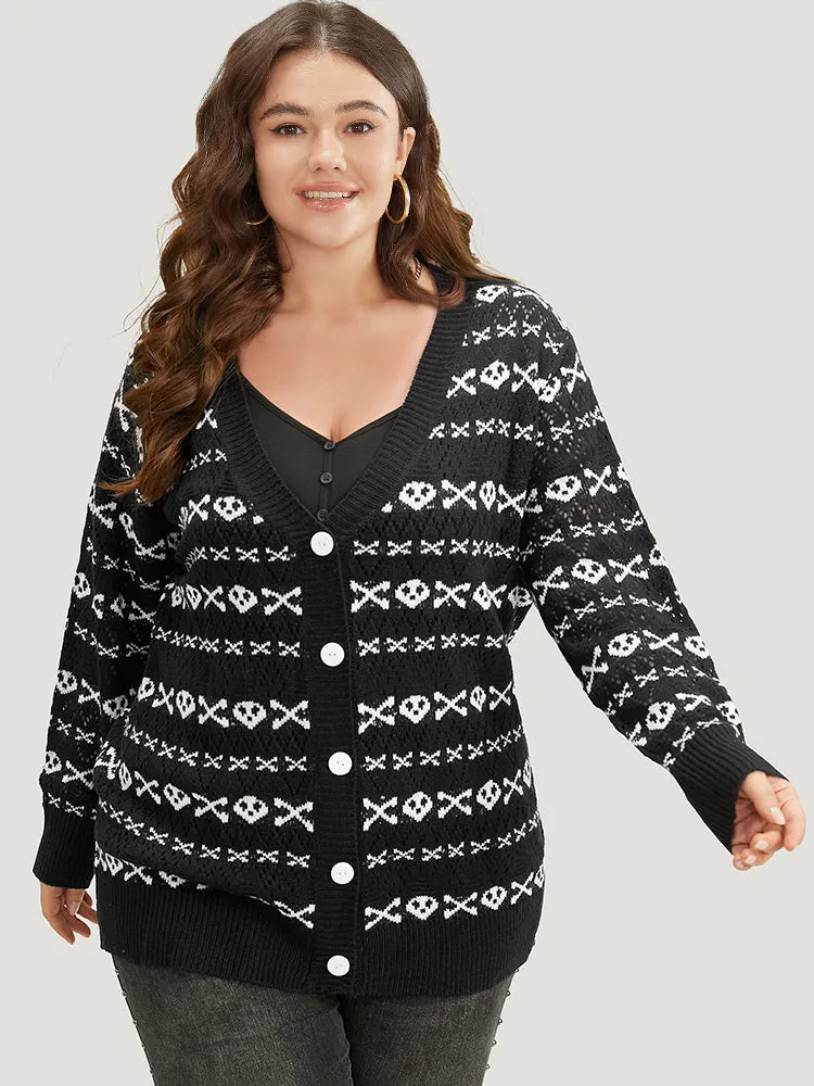 Halloween Graphic Striped Button Up Cardigan sold by Bloomchic product image thumbnail 4