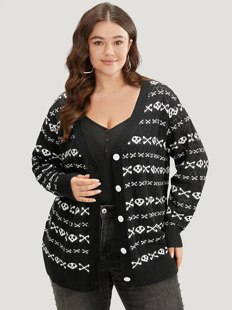 Halloween Graphic Striped Button Up Cardigan sold by Bloomchic