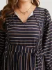Striped Tie Neck Pocket Ties Dress sold by Bloomchic