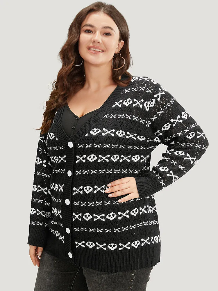 Halloween Graphic Striped Button Up Cardigan sold by Bloomchic product image thumbnail 5