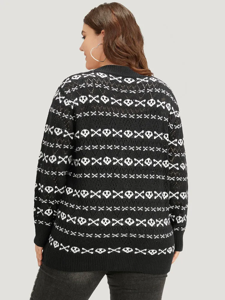 Halloween Graphic Striped Button Up Cardigan sold by Bloomchic product image thumbnail 2