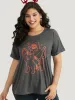 Halloween Graphic Cuffed Sleeve T-shirt sold by Bloomchic