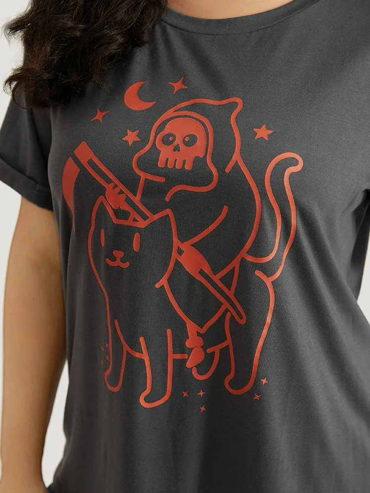 Halloween Graphic Cuffed Sleeve T-shirt sold by Bloomchic product image thumbnail 5