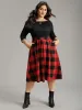 Plaid Pocket Boat Neck Patchwork Dress sold by Bloomchic
