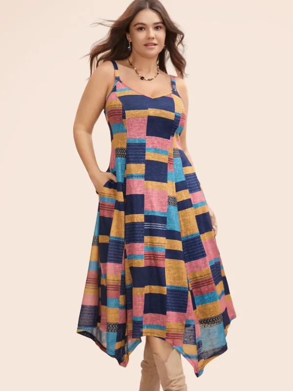 Colorblock Contrast Hanky Hem Midi Dress sold by Bloomchic