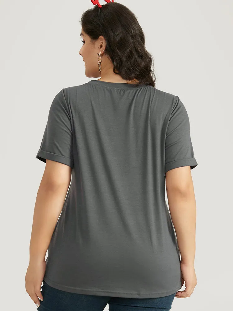 Halloween Graphic Cuffed Sleeve T-shirt sold by Bloomchic product image thumbnail 4