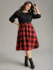 Plaid Pocket Boat Neck Patchwork Dress sold by Bloomchic