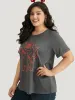 Halloween Graphic Cuffed Sleeve T-shirt sold by Bloomchic