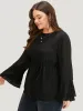 Chiffon Mesh Tiered Bell Sleeve Blouse sold by Bloomchic