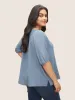 Plain Texture Lace Patchwork Lantern Sleeve Blouse sold by Bloomchic