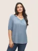 Plain Texture Lace Patchwork Lantern Sleeve Blouse sold by Bloomchic