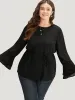 Chiffon Mesh Tiered Bell Sleeve Blouse sold by Bloomchic