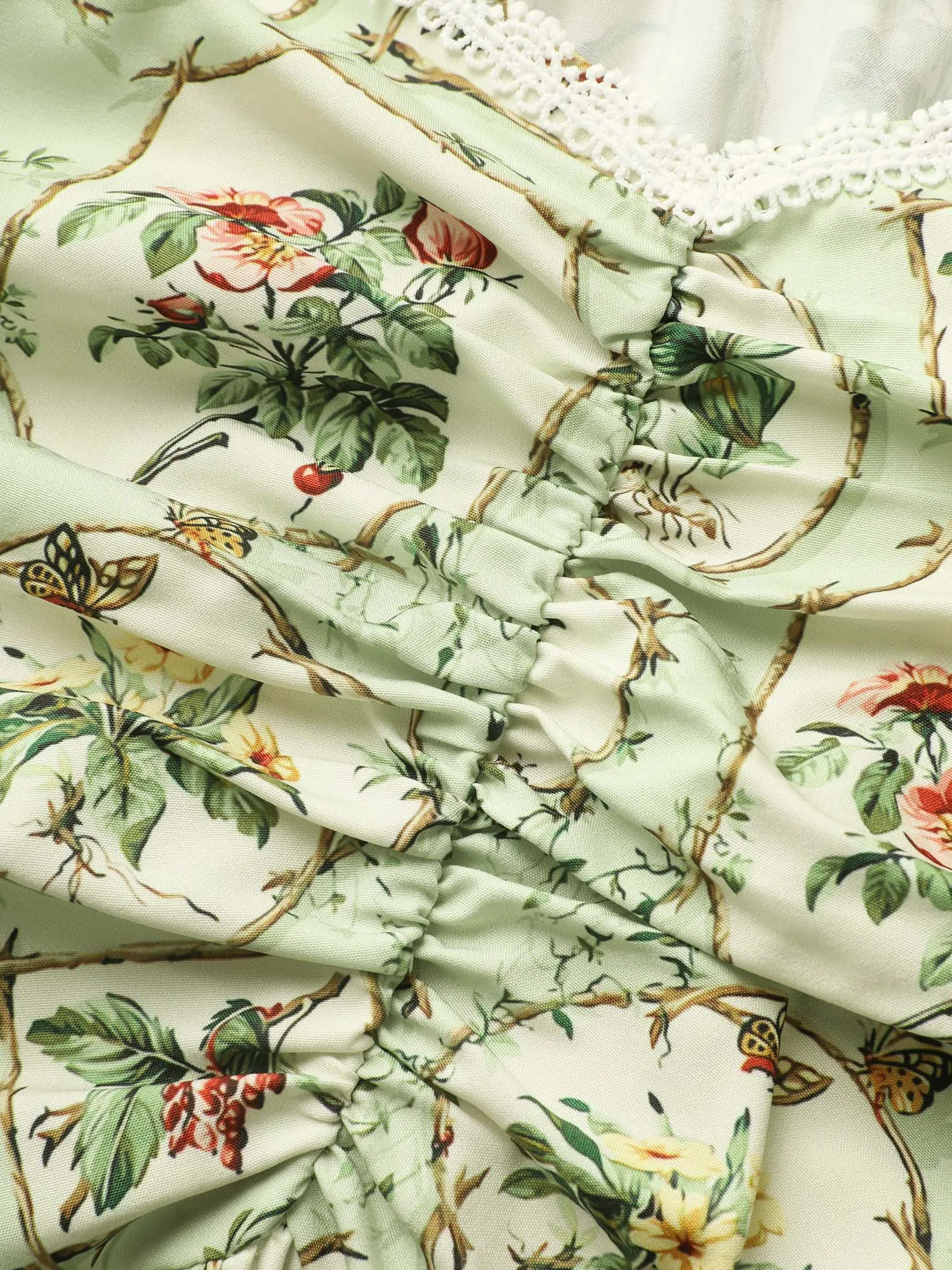 Boho Print Frill Trim Patchwork Woven Ribbon Dress sold by Bloomchic product image thumbnail 5