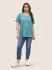 Solid Heather Button Detail Gathered T-shirt sold by Bloomchic