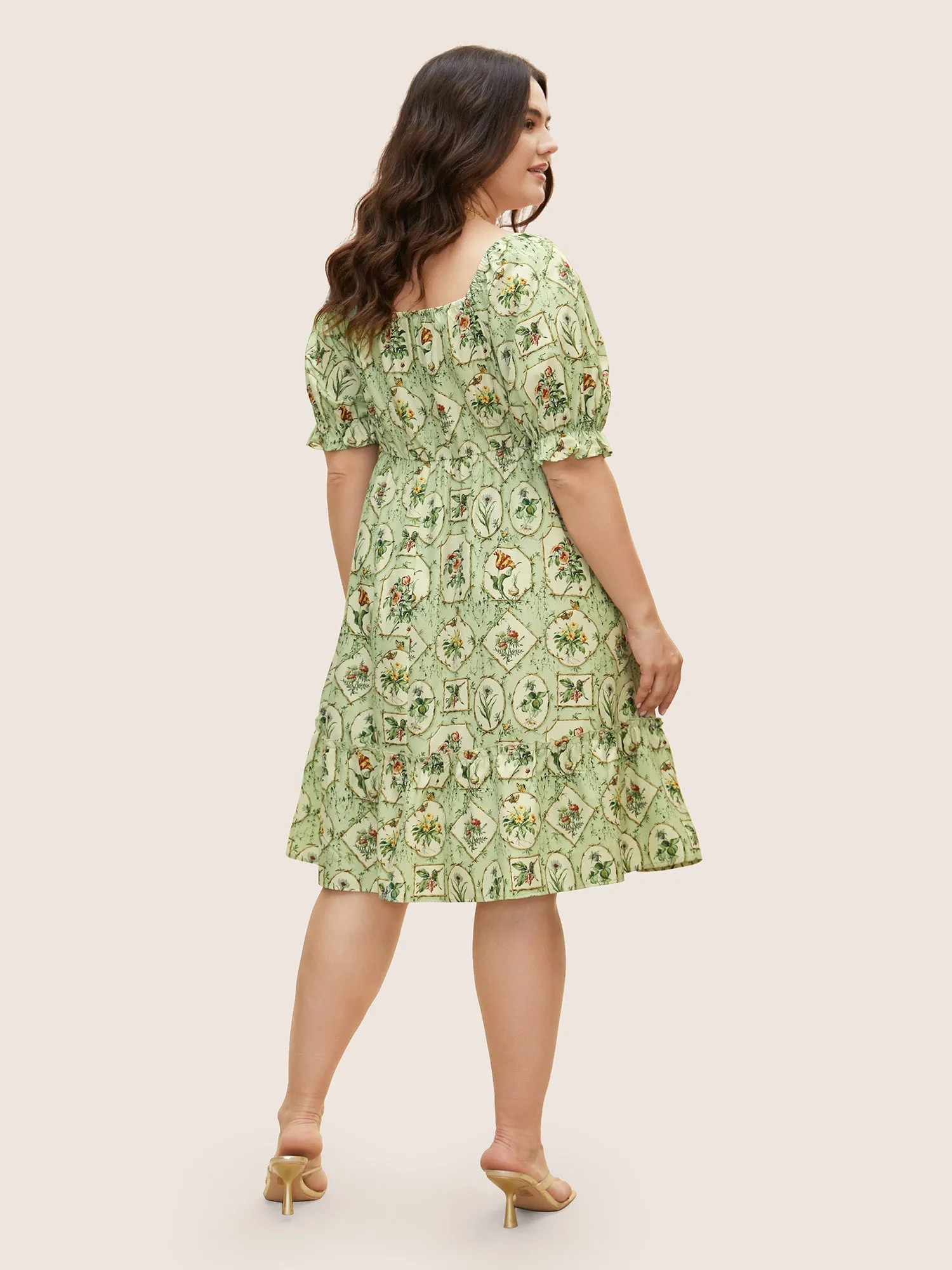 Boho Print Frill Trim Patchwork Woven Ribbon Dress sold by Bloomchic product image thumbnail 4