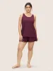 Solid Lace Panel Sleeveless Sleep Top sold by Bloomchic