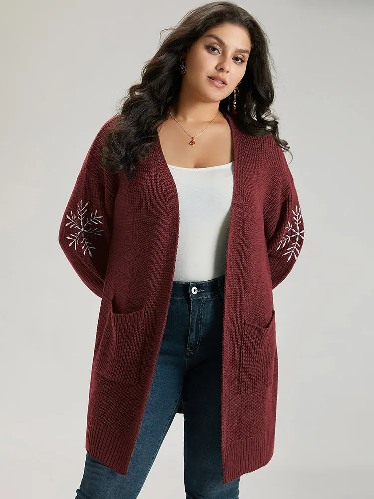 Snowflake Embroidered Patched Pocket Cardigan sold by Bloomchic product image thumbnail 5