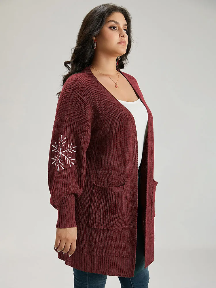 Snowflake Embroidered Patched Pocket Cardigan sold by Bloomchic product image thumbnail 3