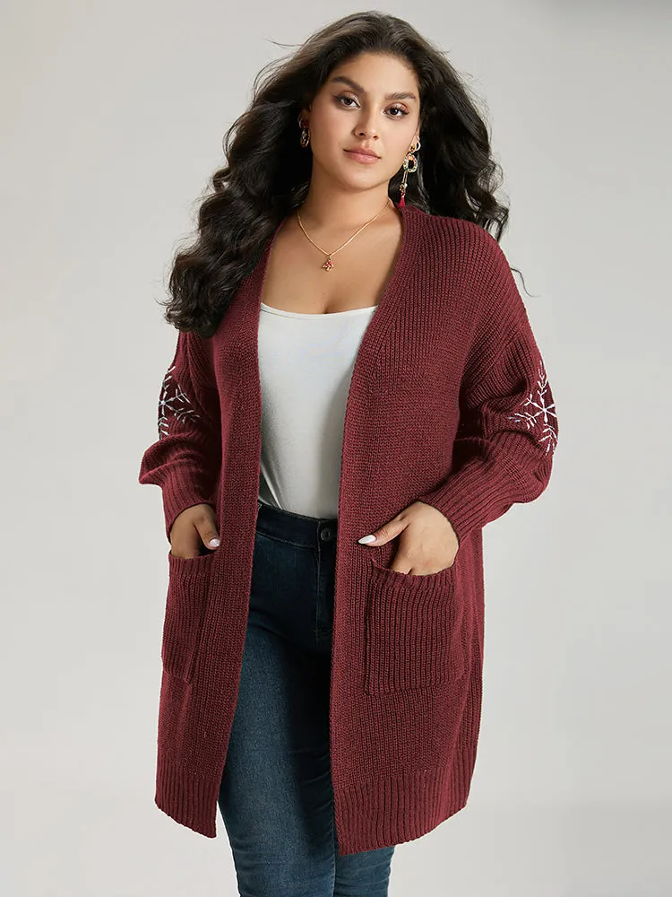 Snowflake Embroidered Patched Pocket Cardigan sold by Bloomchic product image thumbnail 4