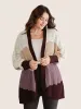 Colorblock Contrast Texture Dolman Sleeve Cardigan sold by Bloomchic