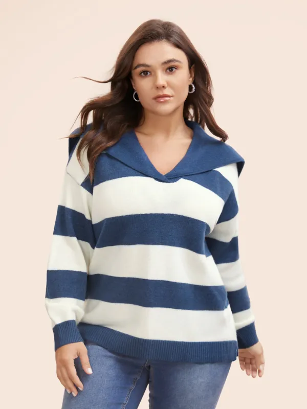 Sailor Collar Colorblock Contrast Pullover sold by Bloomchic