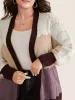 Colorblock Contrast Texture Dolman Sleeve Cardigan sold by Bloomchic