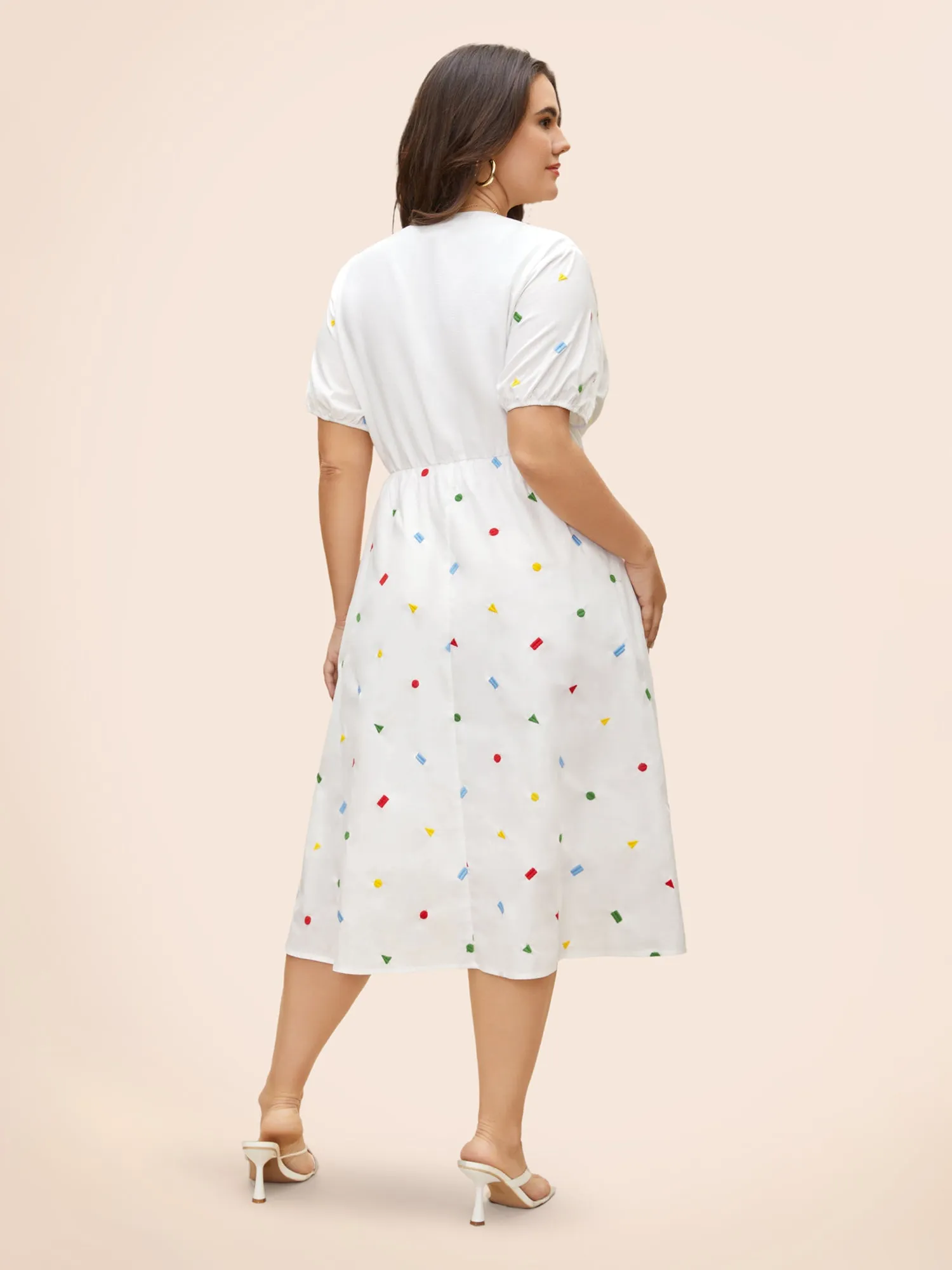 Cotton Confetti Print Elastic Waist Midi Dress sold by Bloomchic product image thumbnail 3