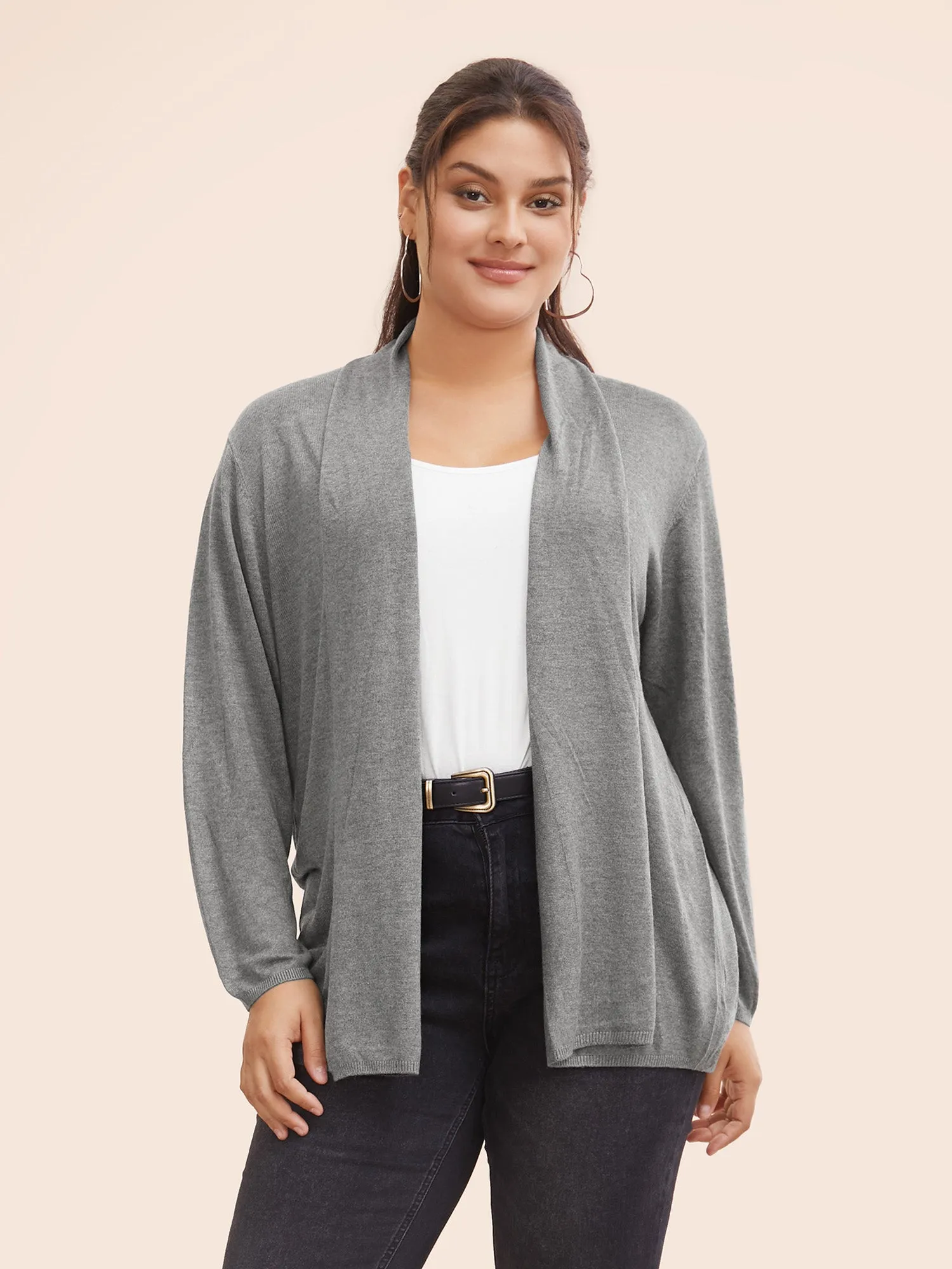Supersoft Essentials Plain Lapel Collar Drape Cardigan sold by Bloomchic