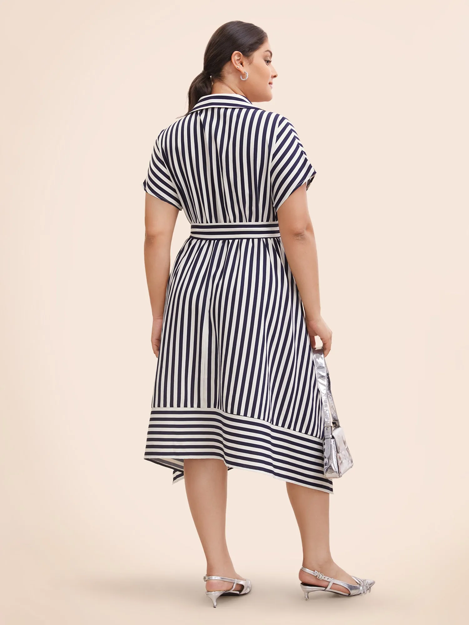 Shirt Collar Striped Hanky Hem Dress sold by Bloomchic product image thumbnail 3