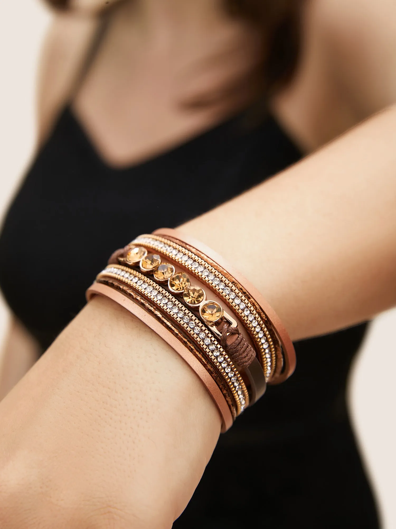 Cubic Zirconia Layered Bracelet sold by Bloomchic