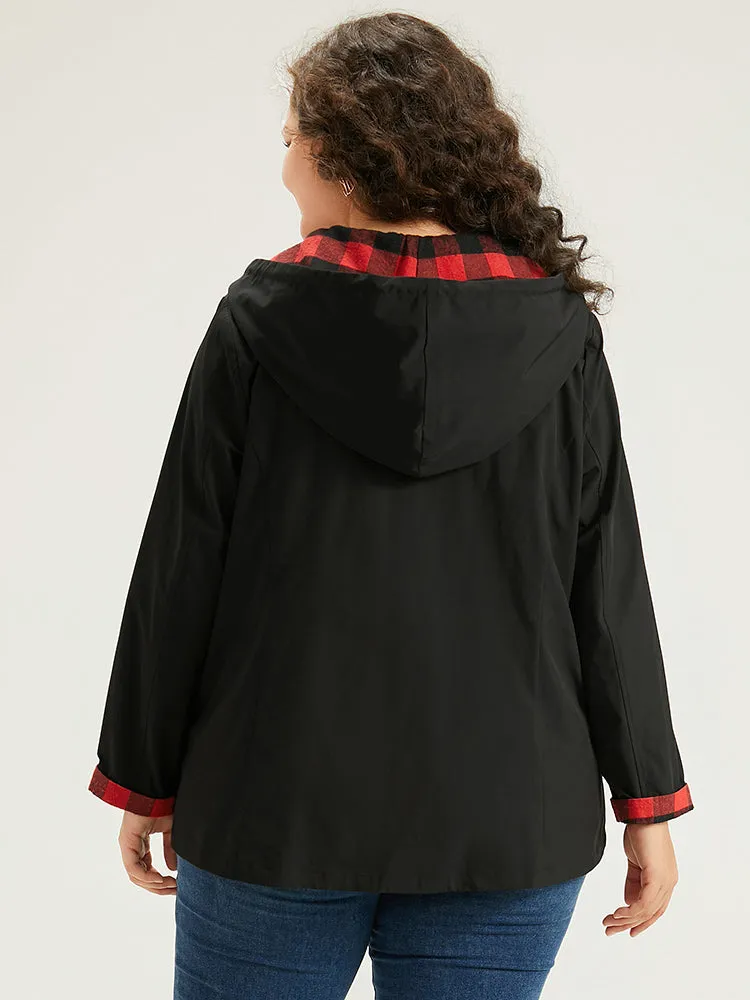 Halloween Zipper Drawstring Plaid Contrast Patchwork Jacket sold by Bloomchic product image thumbnail 2