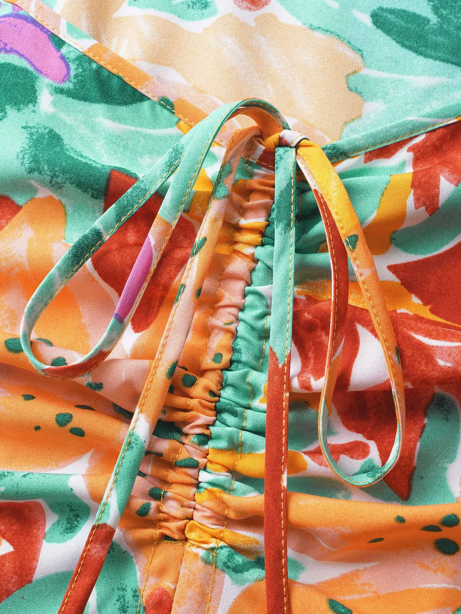 Heart Neckline Floral Drawstring Maxi Dress sold by Bloomchic product image thumbnail 5