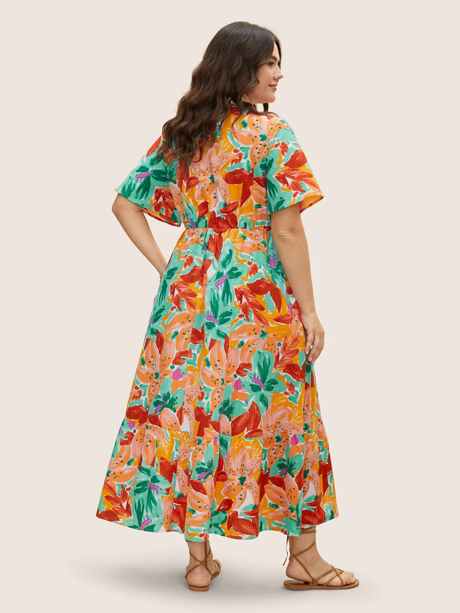Heart Neckline Floral Drawstring Maxi Dress sold by Bloomchic product image thumbnail 3
