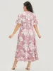 Floral Print Surplice Neck Pocket Ruffle Trim Asymmetrical Dress sold by Bloomchic