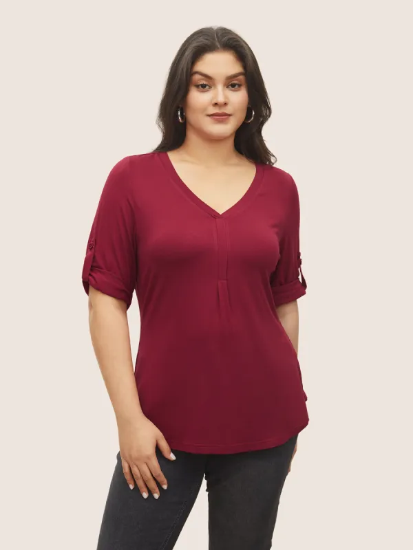Supersoft Essentials Tab Sleeve Arc Hem T-shirt sold by Bloomchic