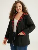 Halloween Zipper Drawstring Plaid Contrast Patchwork Jacket sold by Bloomchic