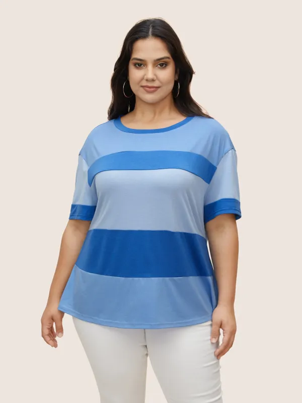 Colorblock Contrast Drop Shoulder Sleeve T-shirt sold by Bloomchic