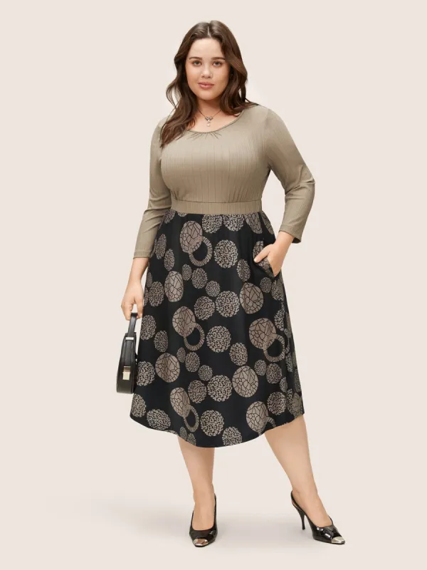 Leopard Geometric Print Pocket Patchwork Dress sold by Bloomchic