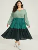 Colorblock Contrast Keyhole Layered Hem Dress sold by Bloomchic